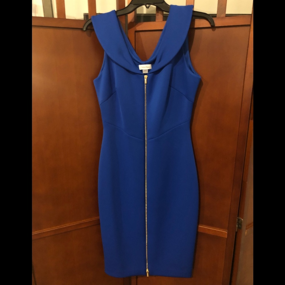Calvin Klein Royal Blue Zip Front Dress, Size 6